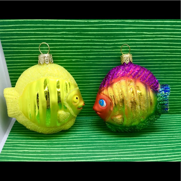 2 Polish Glass Coral Reef Fishes Xmas Ornaments - Picture 3 of 8